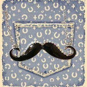Hipster Black Handlebar Mustache Necklace
